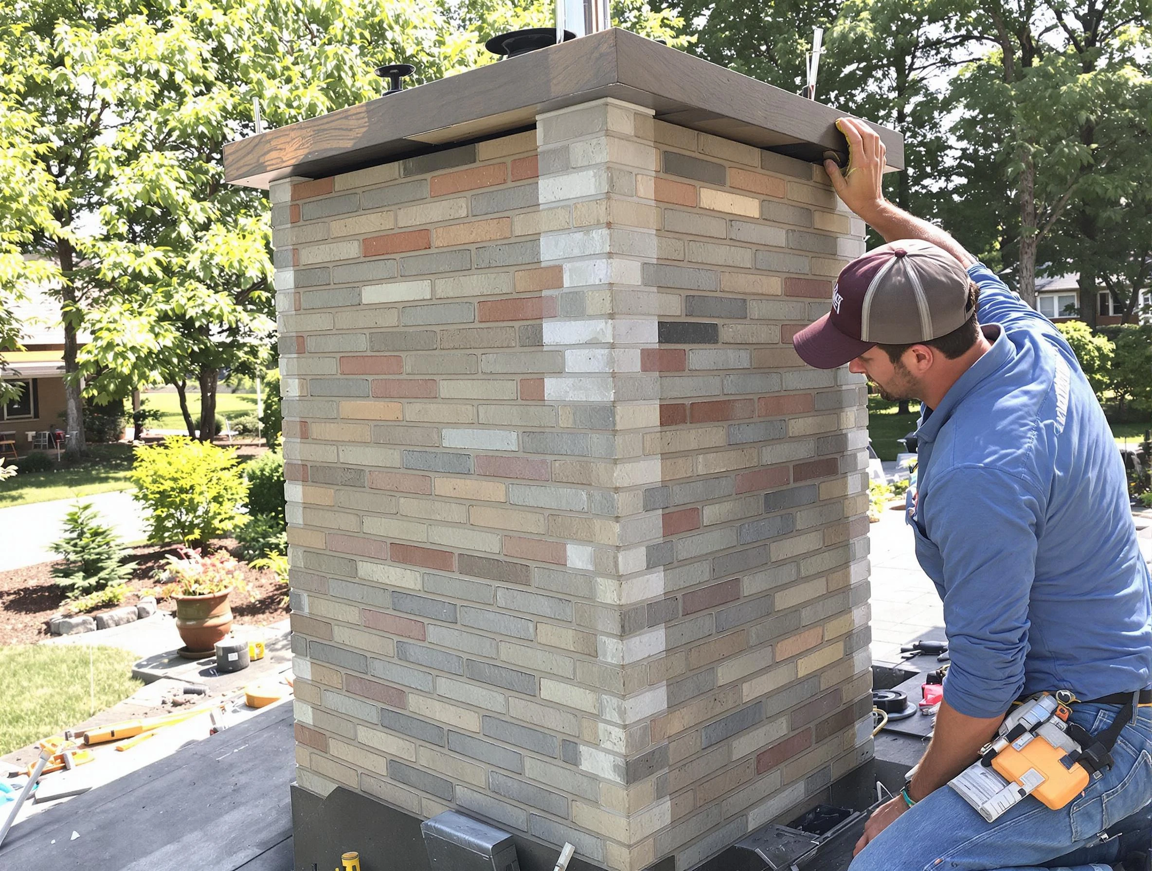Lakewood Chimney Sweep completing a modern chimney remodel in Lakewood, NJ